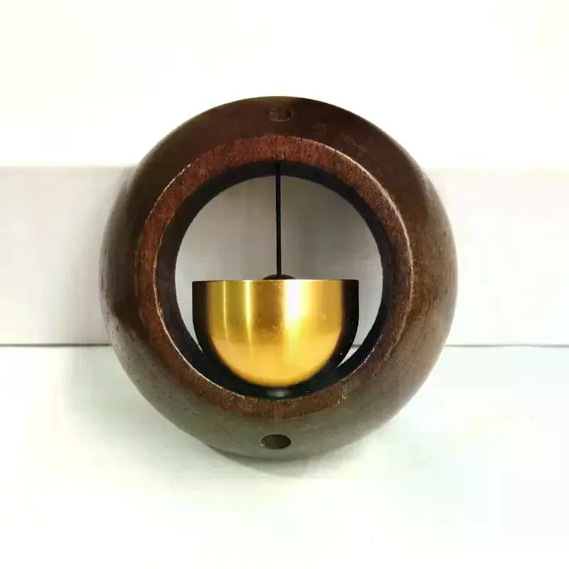 Black Walnut Wood Magnetic Entry Doorbell – Round Bell Chime