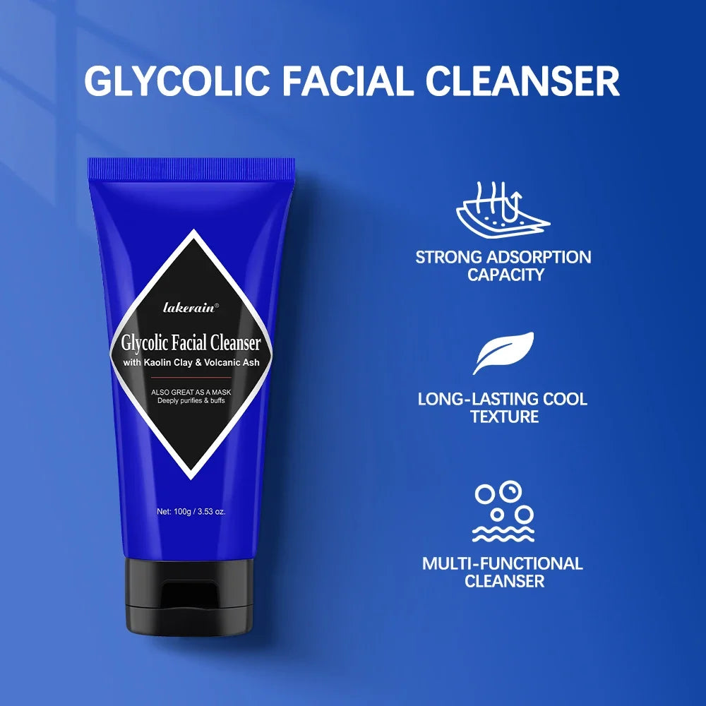 Glycolic Acid Clay Cleanser Deep Cleansing Face Wash 2-In-1 Mask