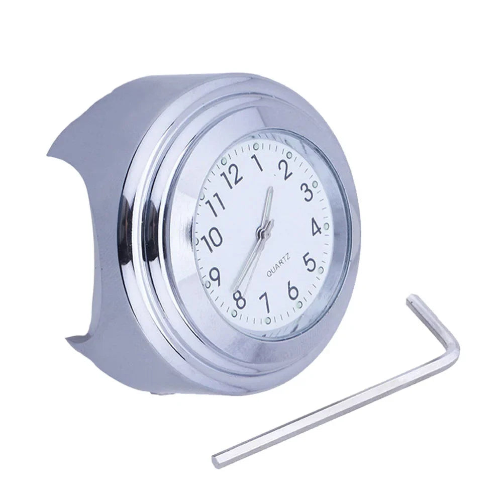 Motorcycle Handlebar Clock 7/8" & 1" Chrome Waterproof Glow Dial