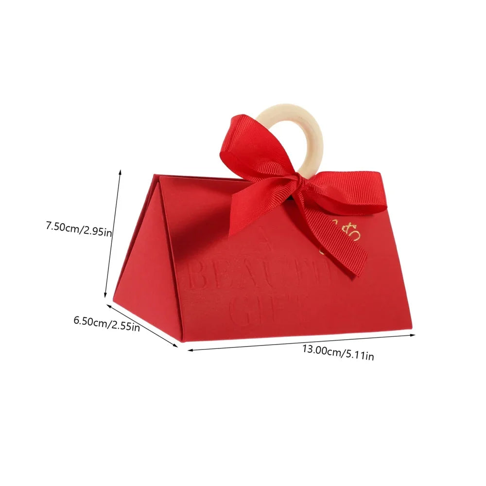 Large Triangle Shape Paper Bag Packaging Box Handles Wedding Gifts