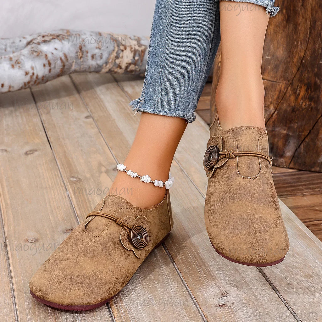 Women's Roman Style Flat Shoes – Soft PU Leather Casual Flats