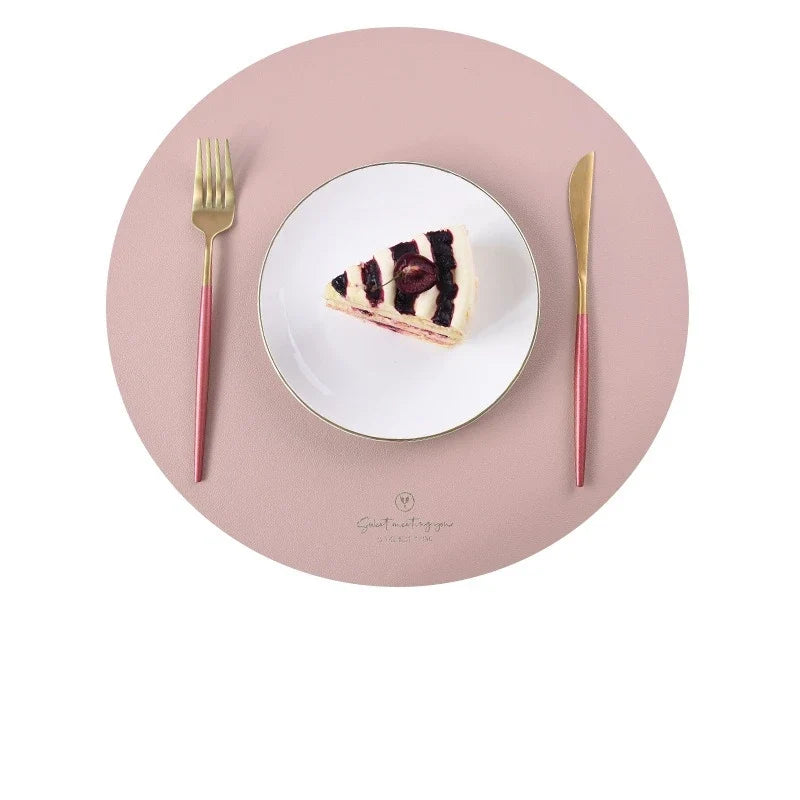 Round Faux Leather Placemats | Non-Slip, Heat Resistant Set