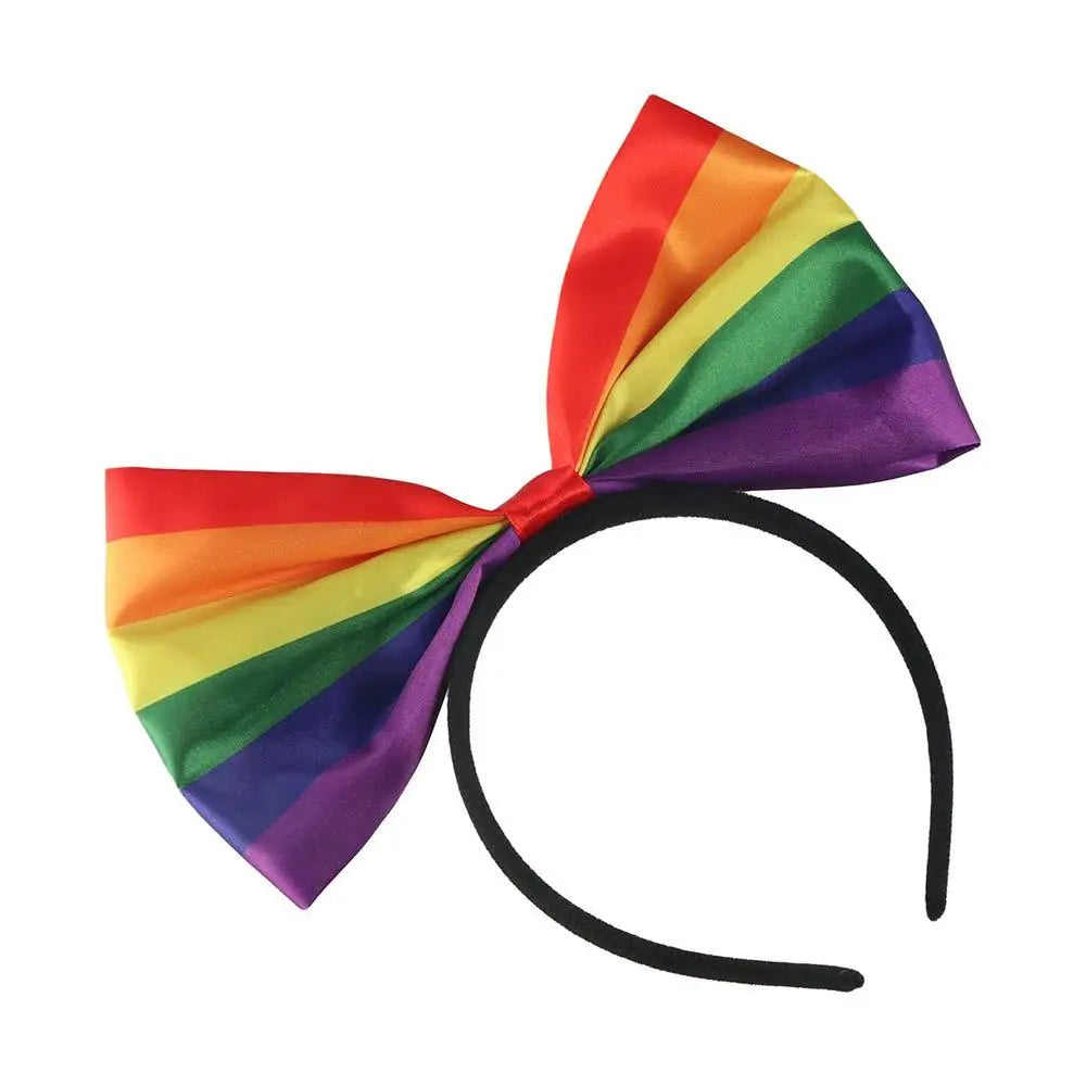 Rainbow Bow Headband – Colorful Fabric Hair Hoop for Parties