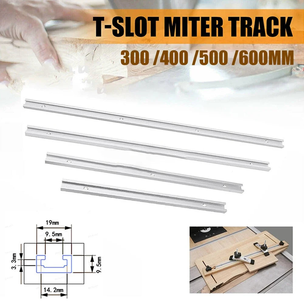 Aluminum T-Slot Track Rail 300–600mm | Woodworking Miter Jig