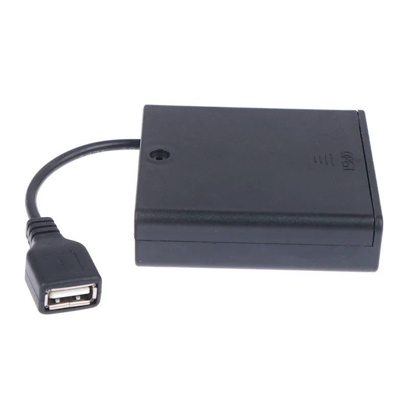 4 AA Battery Case Black X USB Box 5V LED Strip Lights Mini Power