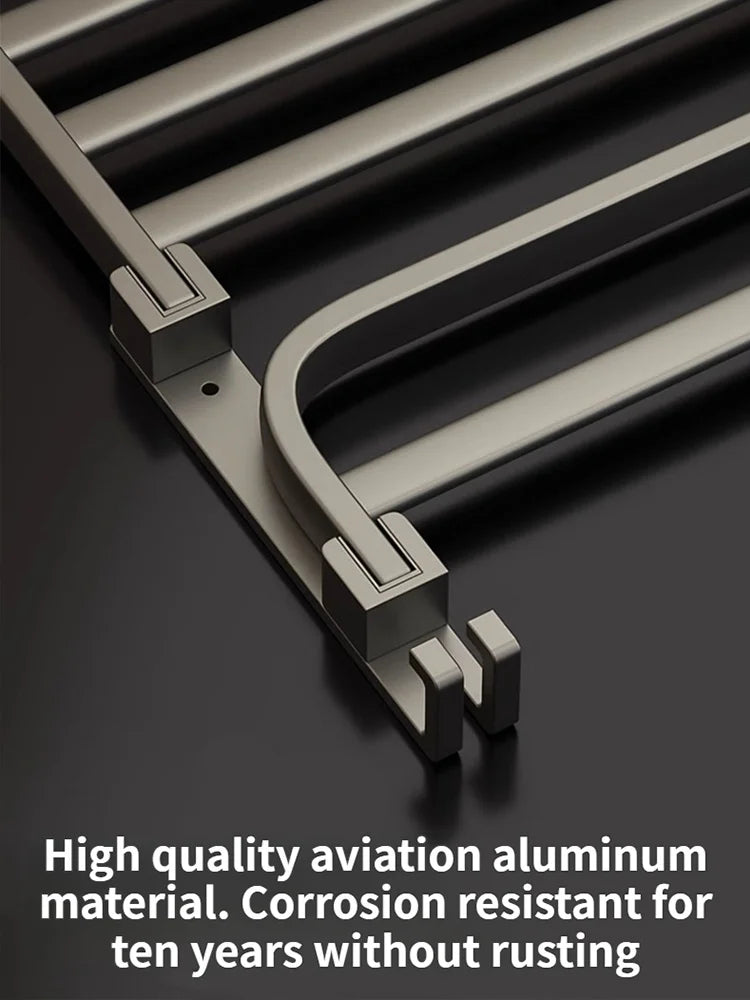 Folding Aluminum Towel Rack with Hook | 50CM & 60CM Grey/Black