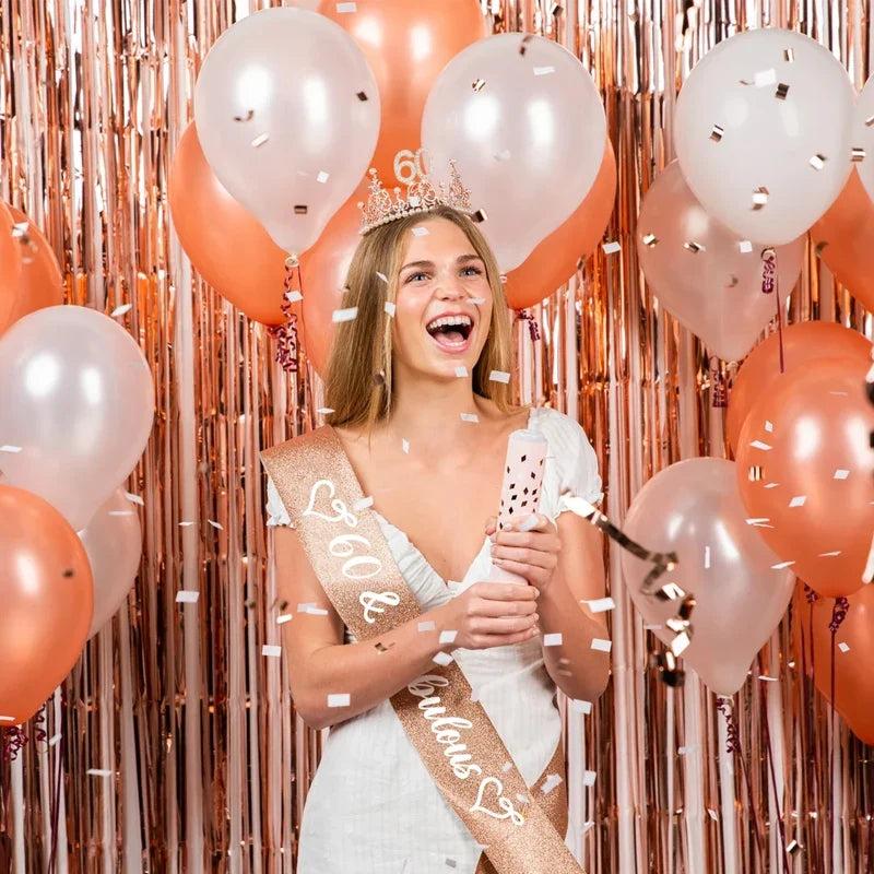 "60 & Fabulous" Rose Gold Satin Sash – 60th Birthday Gift