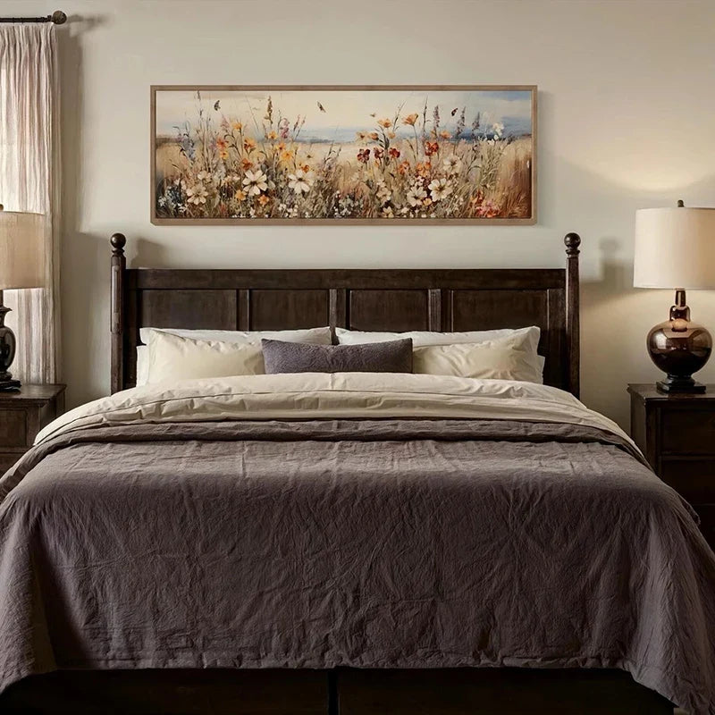 Retro Wildflower Canvas Wall Art | Boho Farmhouse Floral Decor