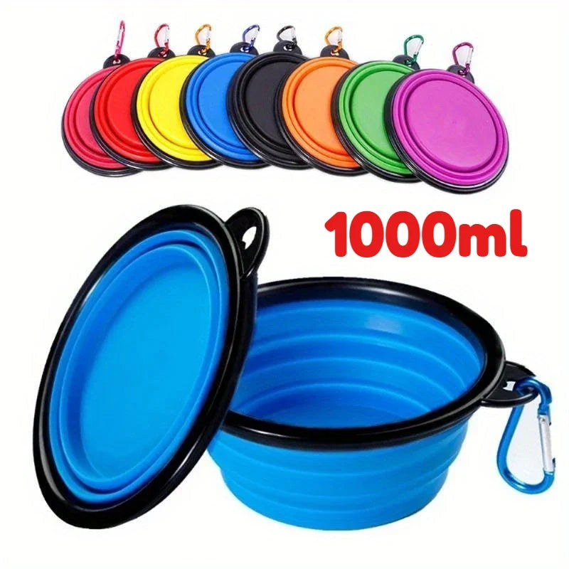 Dog Food Bowl Feeder Cat Drinking Water Folding Silicone Pet Travel