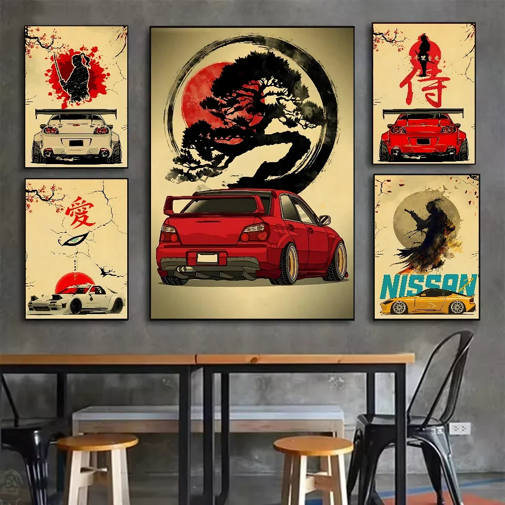 Japanese Cars Samurai Poster | HD Waterproof PVC Wall Art