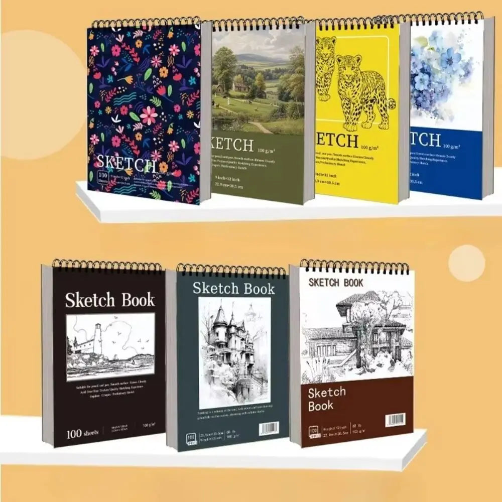 100-Sheet A4 Coil Sketchbook – 100gsm Thick Perforated Drawing Pad