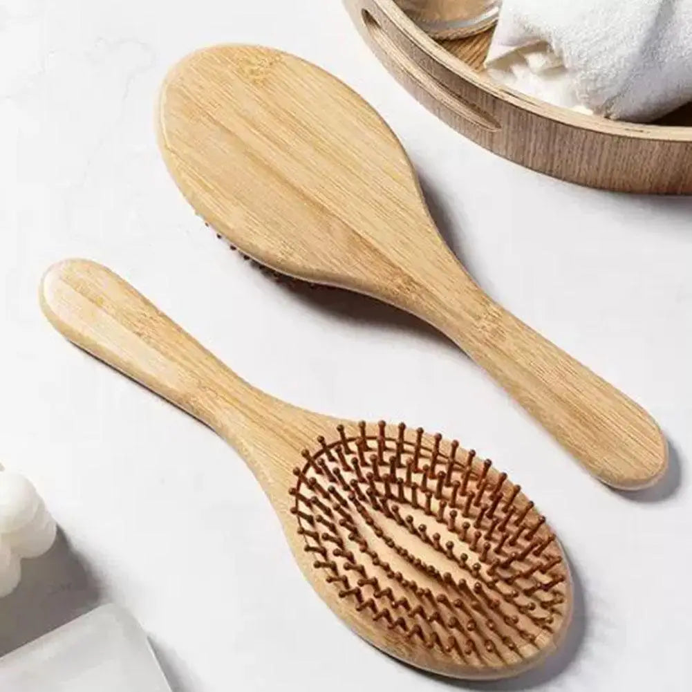 Bamboo Paddle Hair Brush & Wide-Tooth Comb – All Hair Types