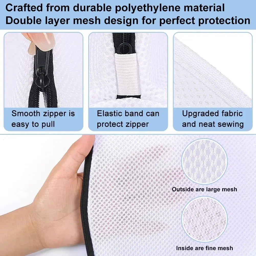 Mesh Shoe Laundry Bags Set of 3 – Zip Closure Wash Bag