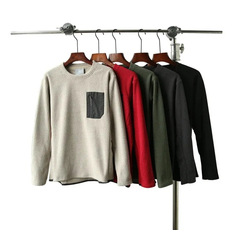 Men's Wave Texture Quick-Dry Long Sleeve Pullover Sweatshirt