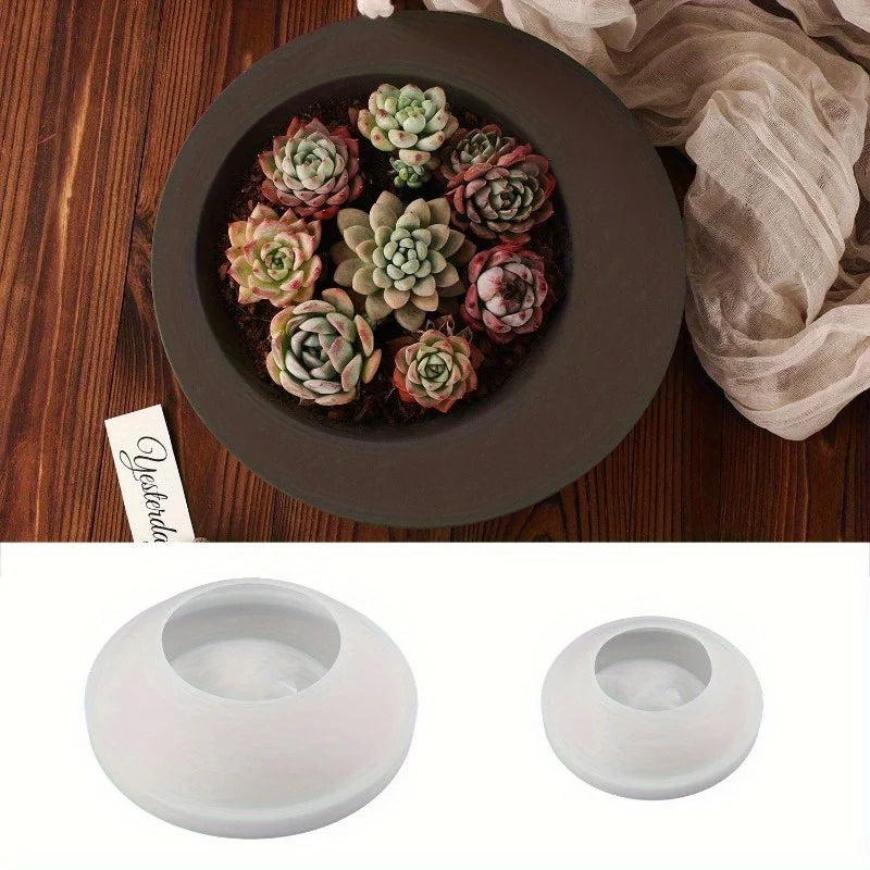Round Silicone Flower Pot Mold – DIY Candle & Cement Planter