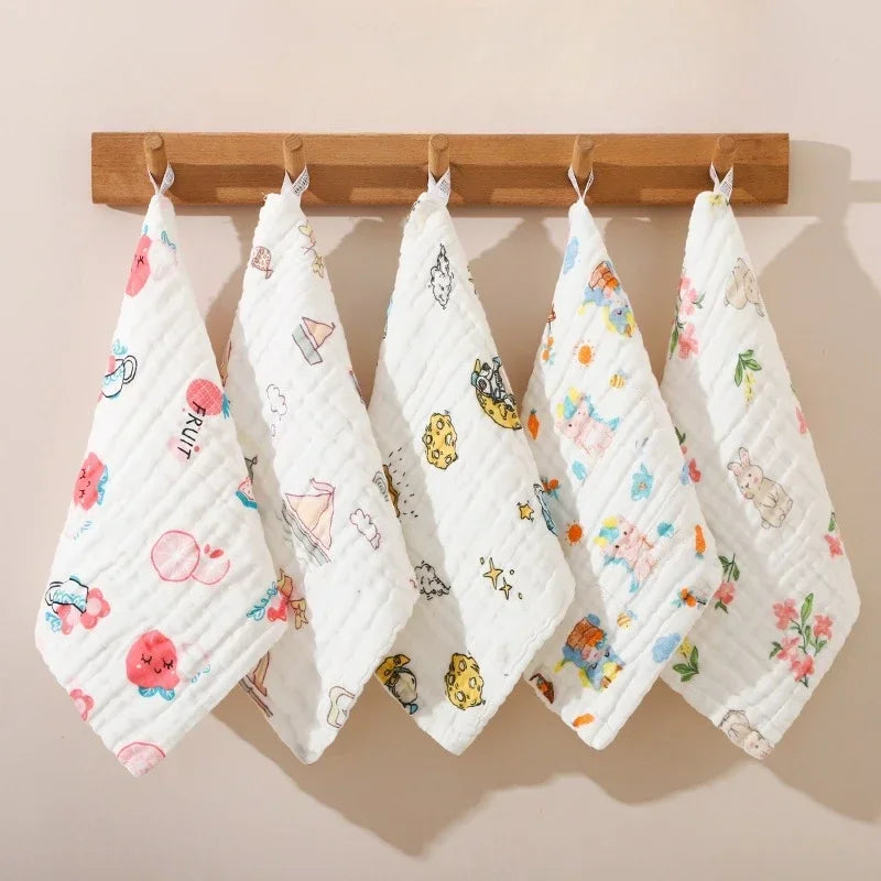 Baby Gauze Face Towels | 6-Layer Soft Saliva Wipes 5-Pack