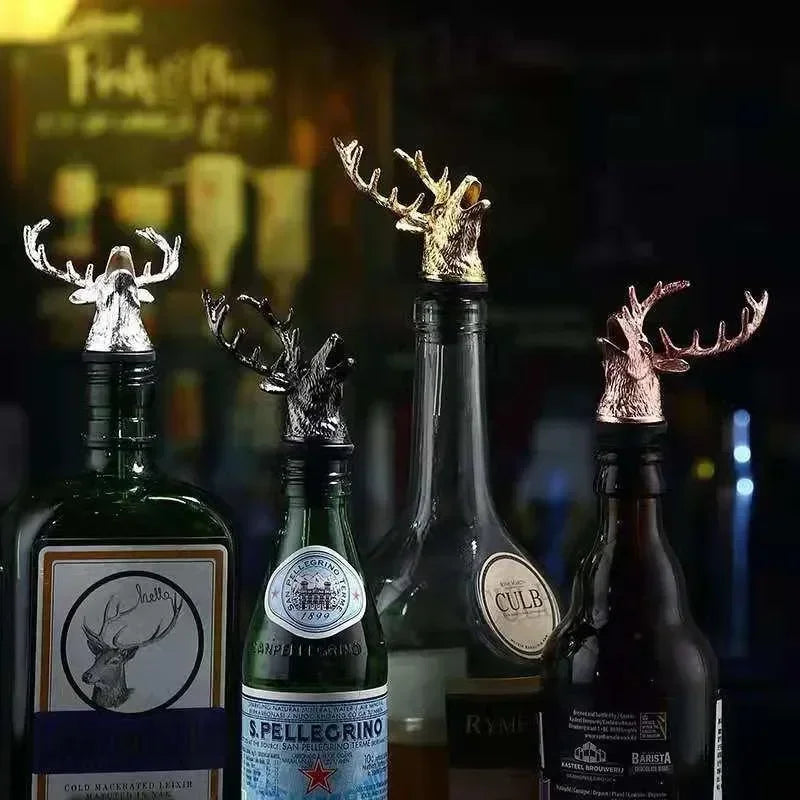 Deer Head Wine Bottle Stopper | Zinc Alloy Bar Accessory