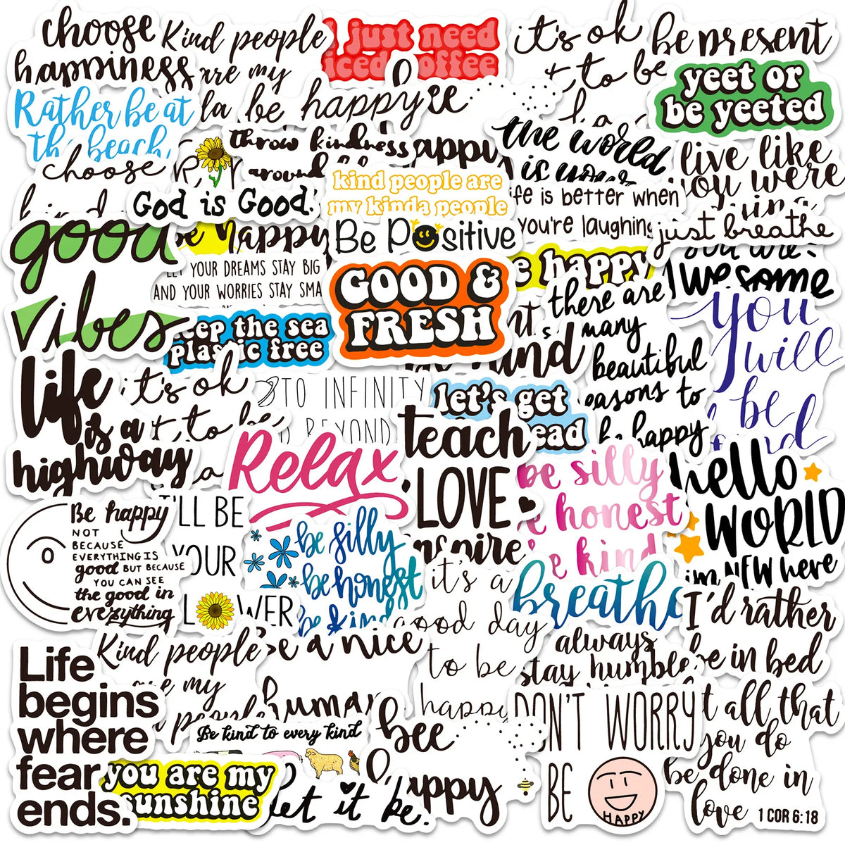 50 Small Inspirational Quote Stickers Waterproof Vinyl Decals Water