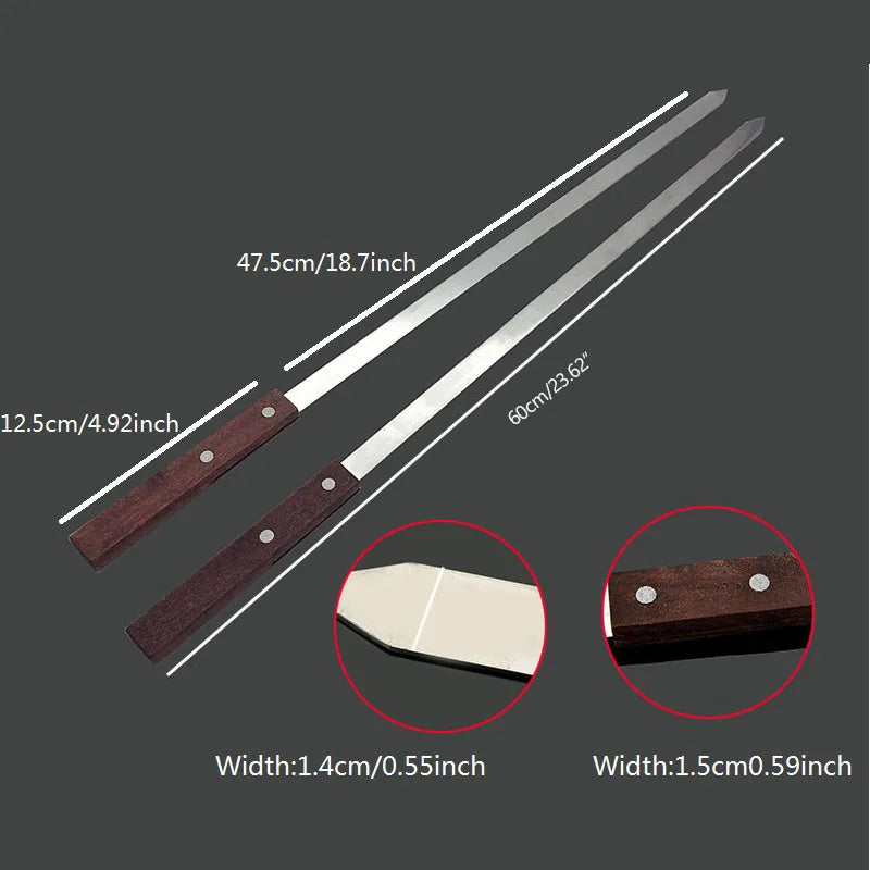 60cm Brazilian BBQ Skewers – Stainless Steel Long Handle Set