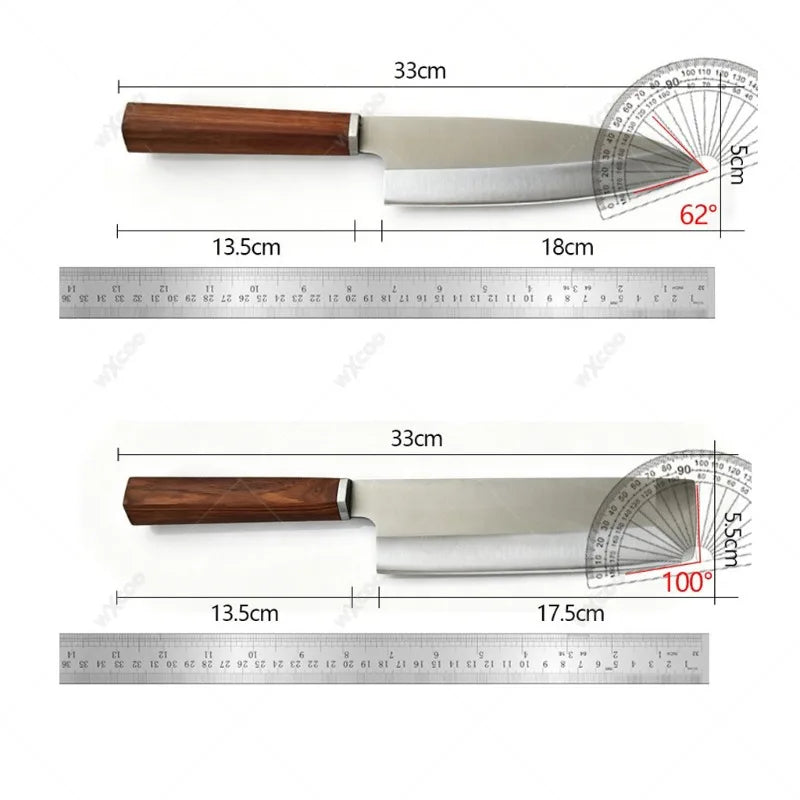 WXCOO 5Cr15 Stainless Steel Sashimi & Chef Knife – Wood Handle