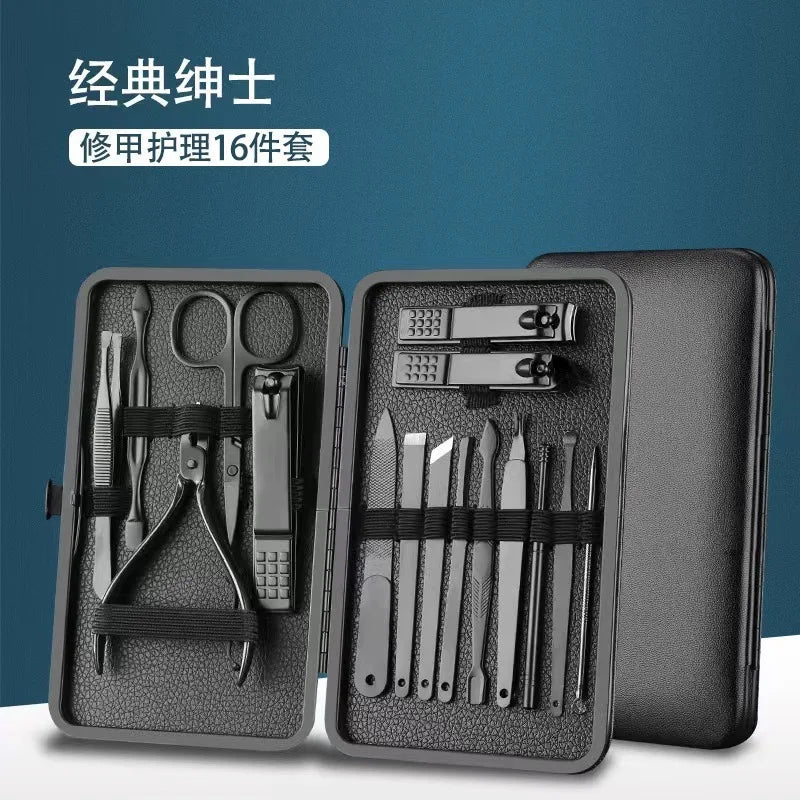 16-Piece Stainless Steel Manicure & Pedicure Kit | Travel Case