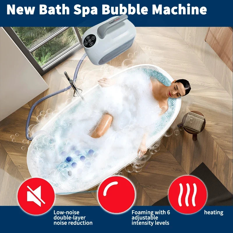 Spa Bubble Bath Massager Mat with Remote & Inflatable Pillow