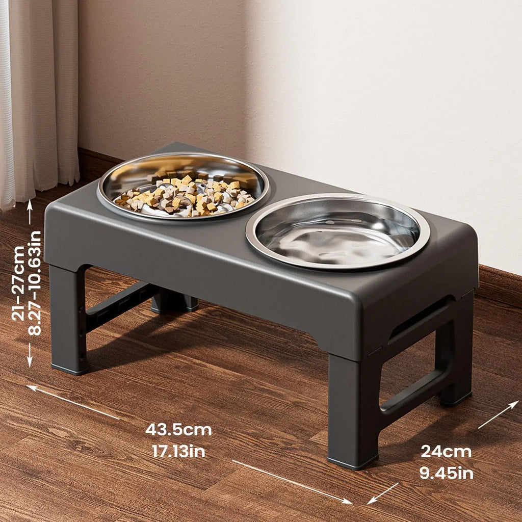 Elevated Double Pet Feeder | 3-Height Adjustable Cat & Dog Bowl