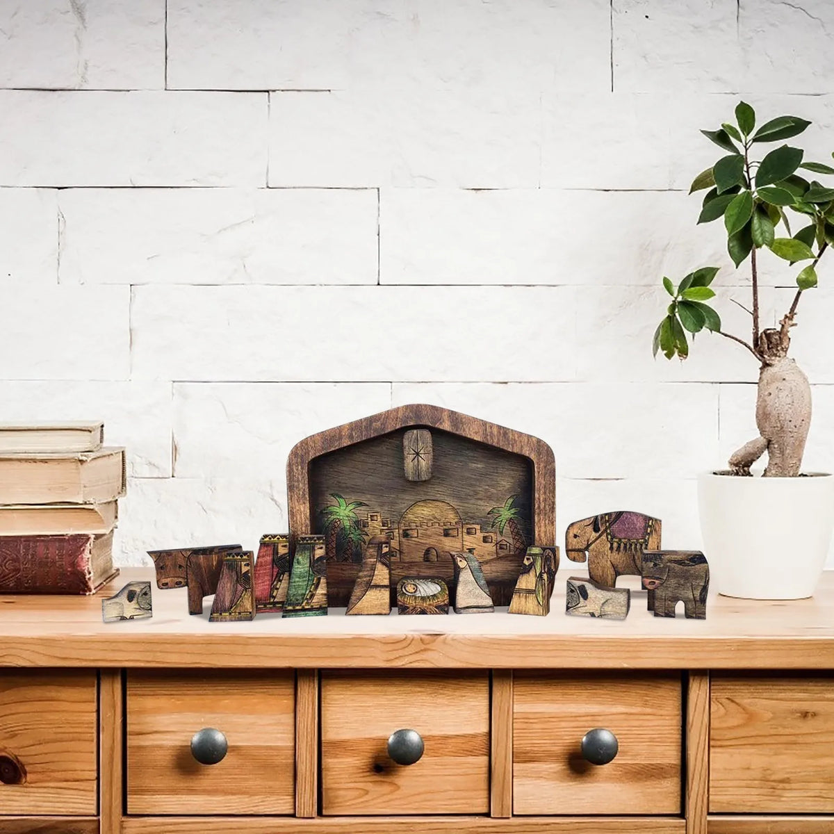 Wooden Nativity Puzzle Set | Wood Burned Christmas Figurines