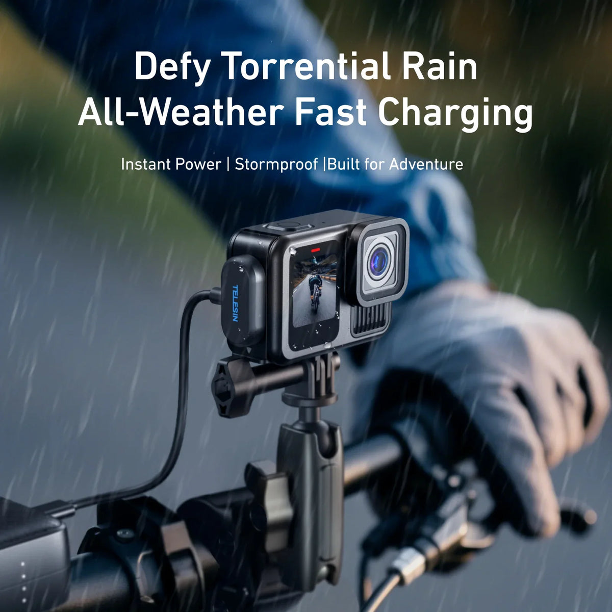 TELESIN Magnetic Waterproof Charging Side Cover Cable Gopro Hero 9 10