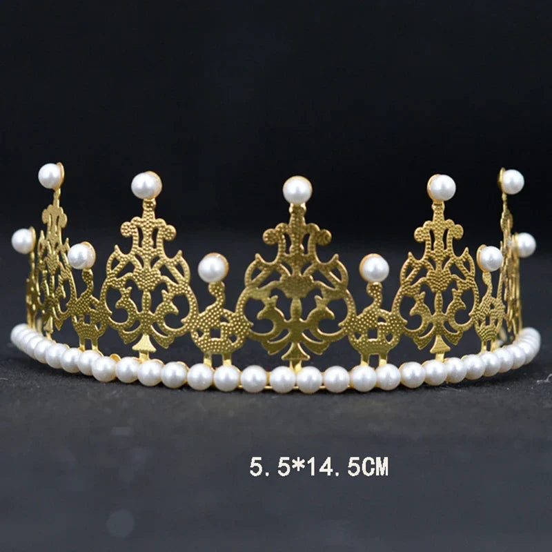 Pearl Crown Half Cake Decoration Flower Ornaments Children's Hair