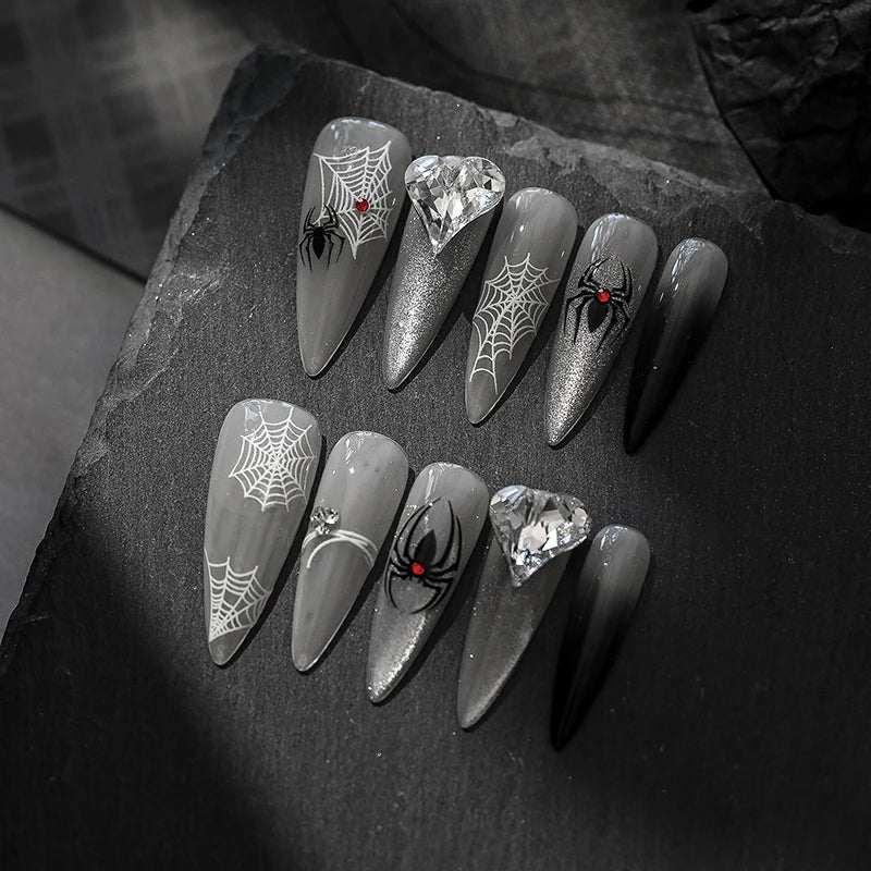 3D Spider Web Nail Art Stickers – Self-Adhesive Decals