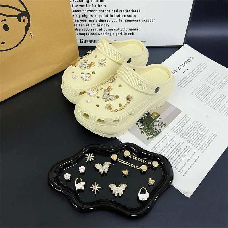 Fashionable Shoe Accessory Made Metal Chain Clasp Removable Suitable