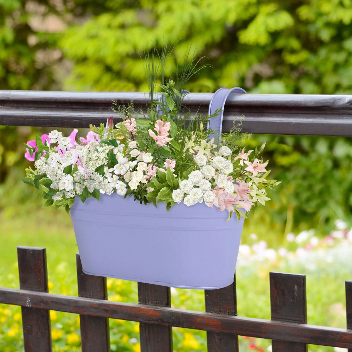 Metal Hanging Flower Pot with Hook | Fence & Balcony Planter