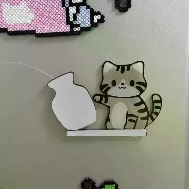 Cat Pushing Vase Refrigerator Magnets Home Decor Fridge Magnet