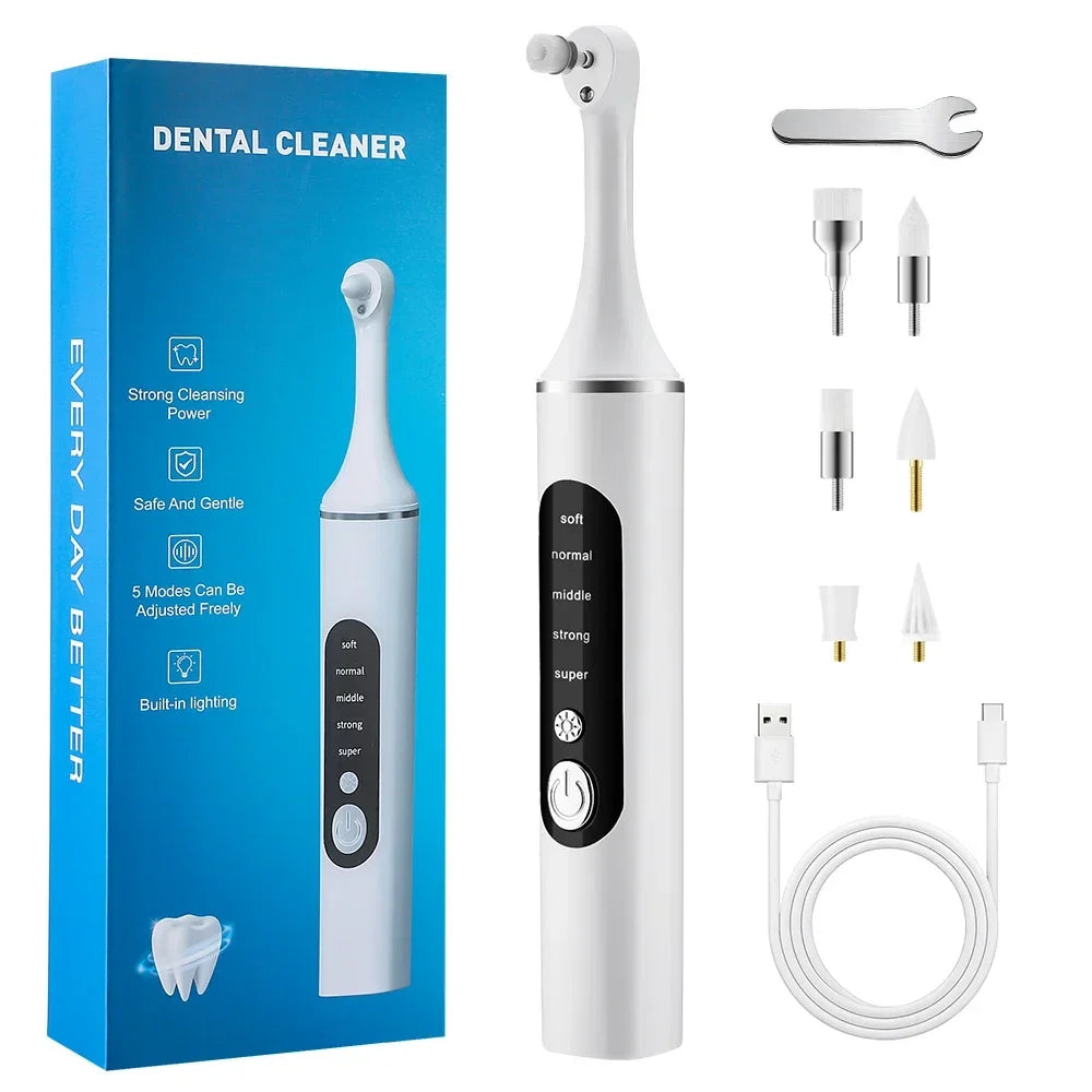 Electric Tooth Polisher – 5 Modes, 6 Heads, LED & Type-C