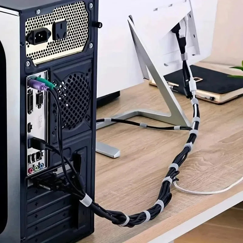 Hook & Loop Cable Ties – USB & Cord Organizer | Grey 1 PC