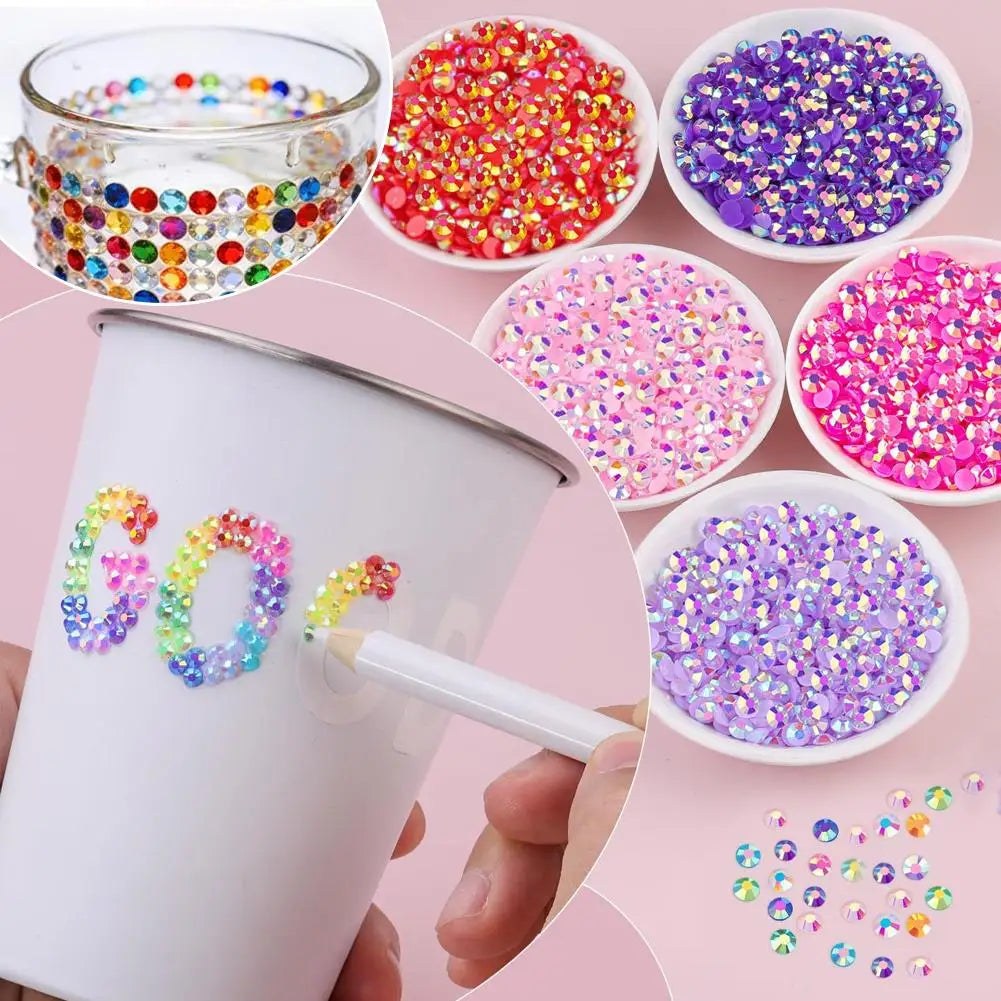 AB Resin Rhinestones 24-Grid Mixed Color Set | Nail Art DIY Kit