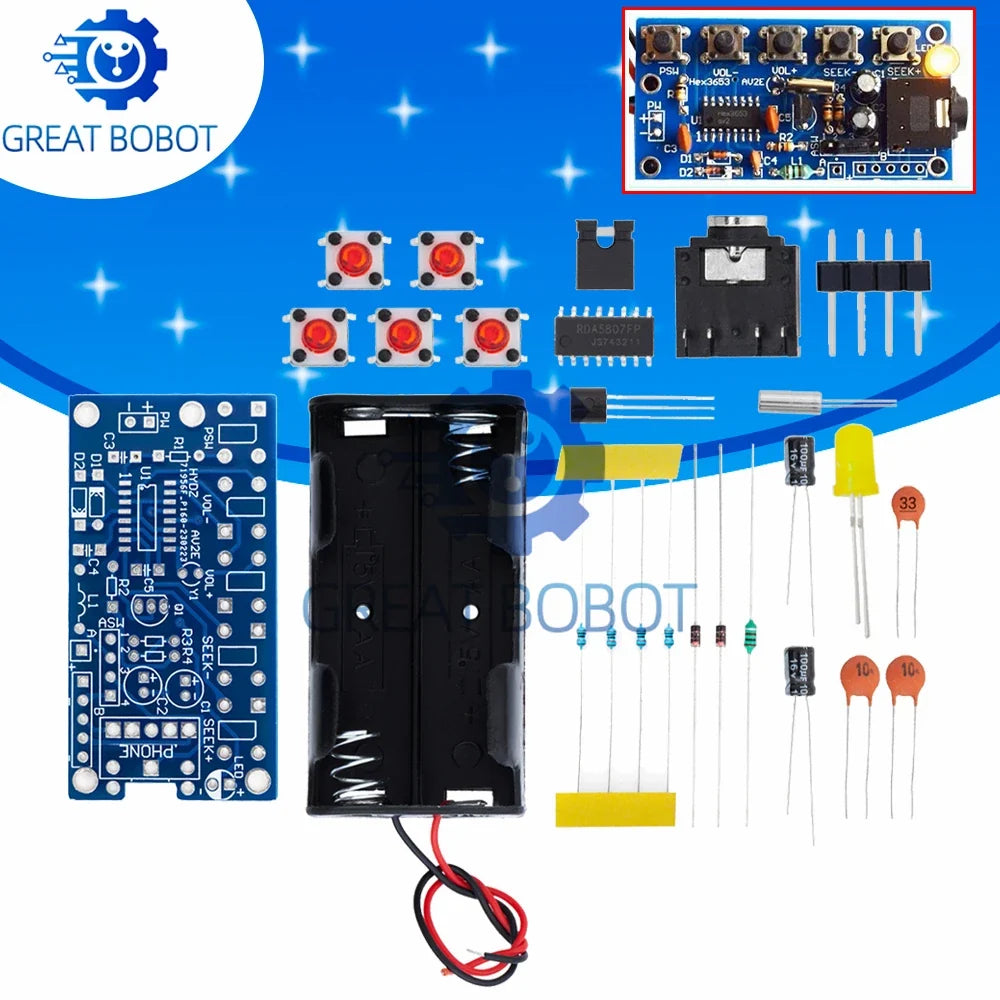 Wireless Stereo FM Radio Receiver Module PCB 76–108MHz DIY