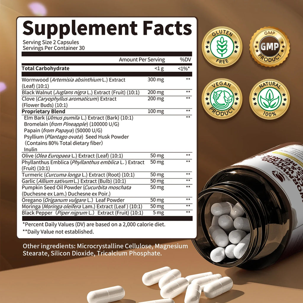 16-in-1 Black Walnut Wormwood Digestive Herbal Capsules | Digestive Health