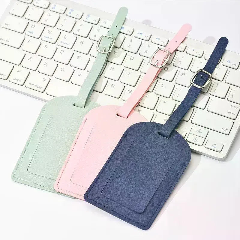 PU Leather Luggage Tag – Name ID Address Holder for Travel