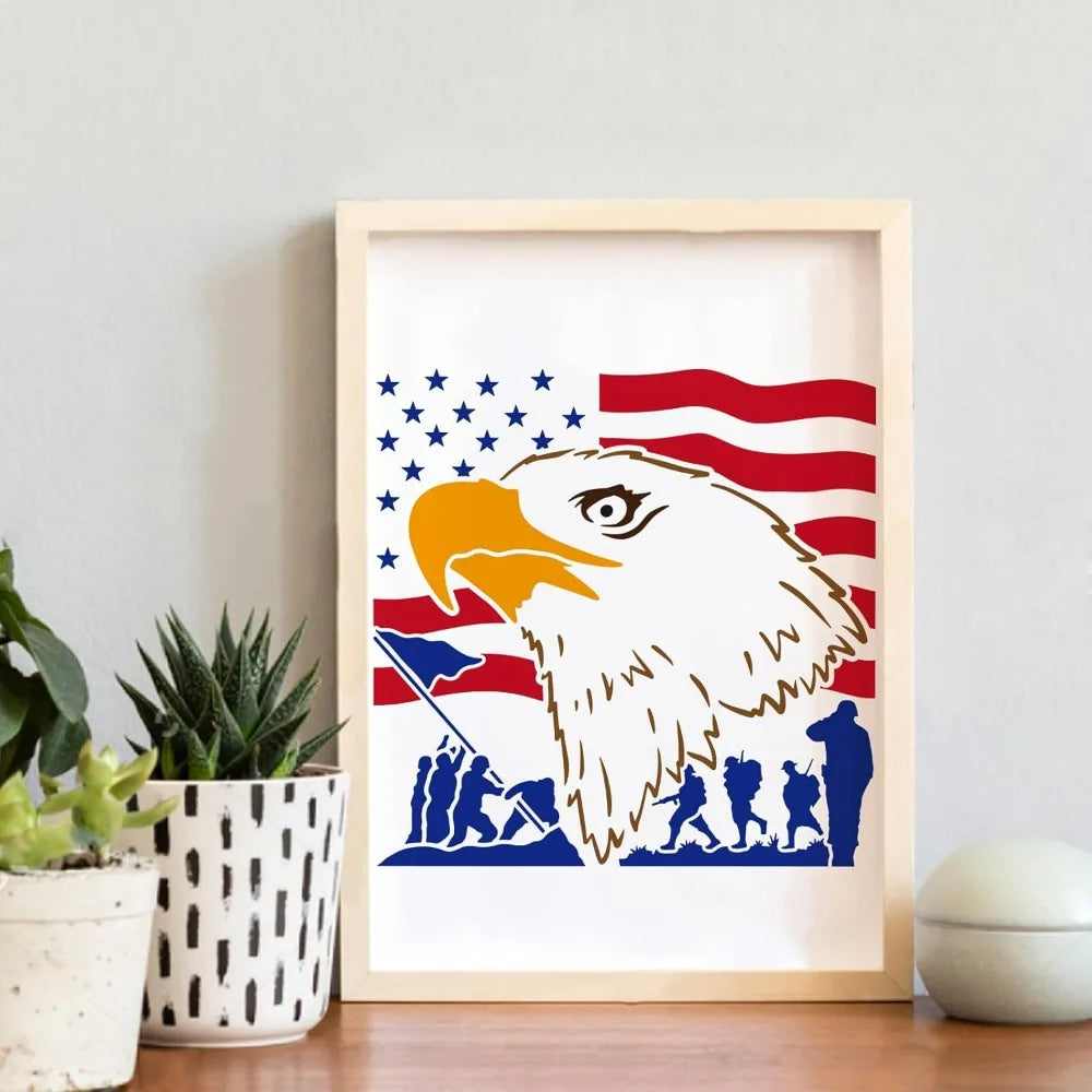 12x12 Independence Day Eagle Flag Stencil – Reusable PET