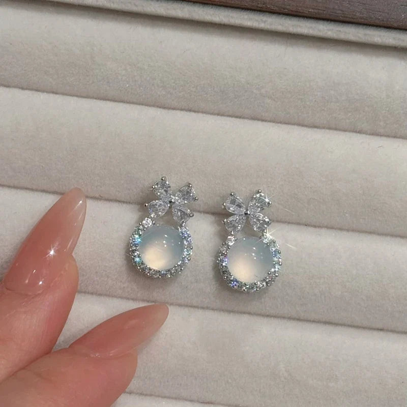 Huitan Bow Opal & CZ Stud Earrings – Women's Fashion Jewelry