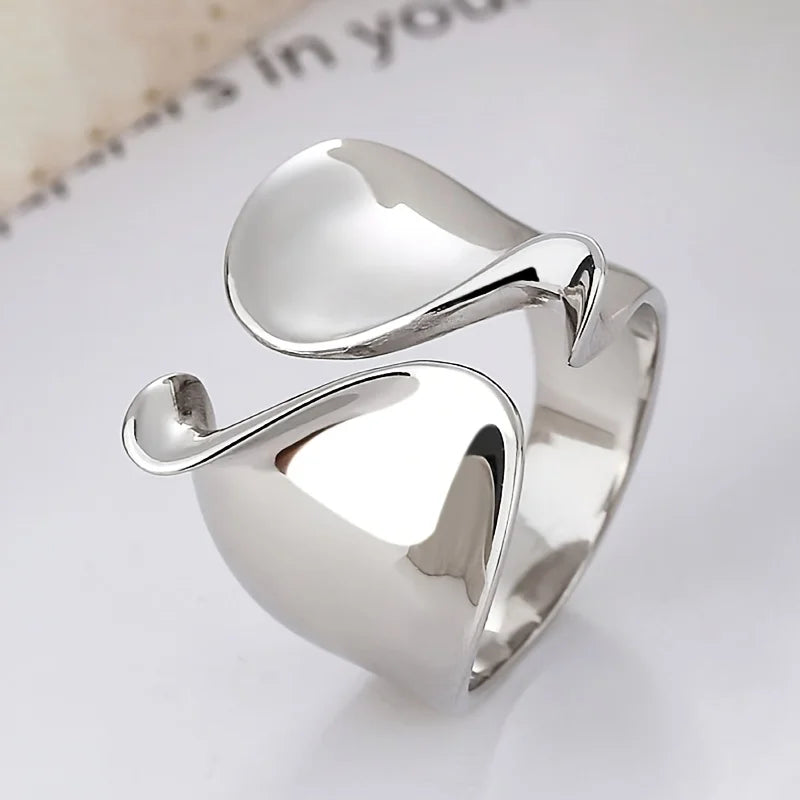 Huitan Geometric Wide Opening Ring for Women | Brass Fashion