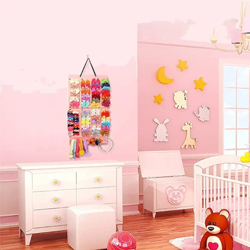 Hair Bow & Headband Wall Organizer – Girls Room Storage Bag