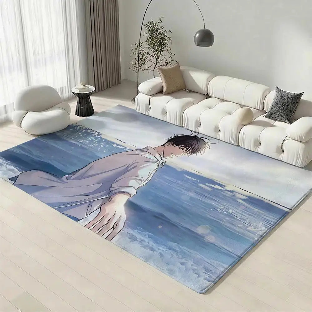 Anime Low Tide in Twilight Flannel Floor Mat – Non-Slip Rug