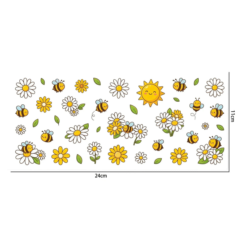 Bee & Daisy UV DTF Waterproof Stickers – DIY Decals for Cups