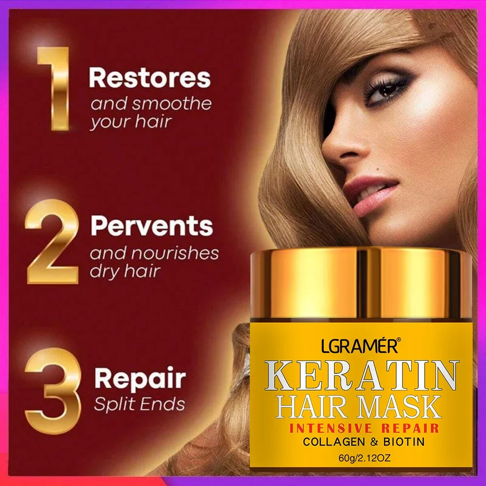 REAROYA Keratin Hair Mask – Biotin Collagen Repair Treatment