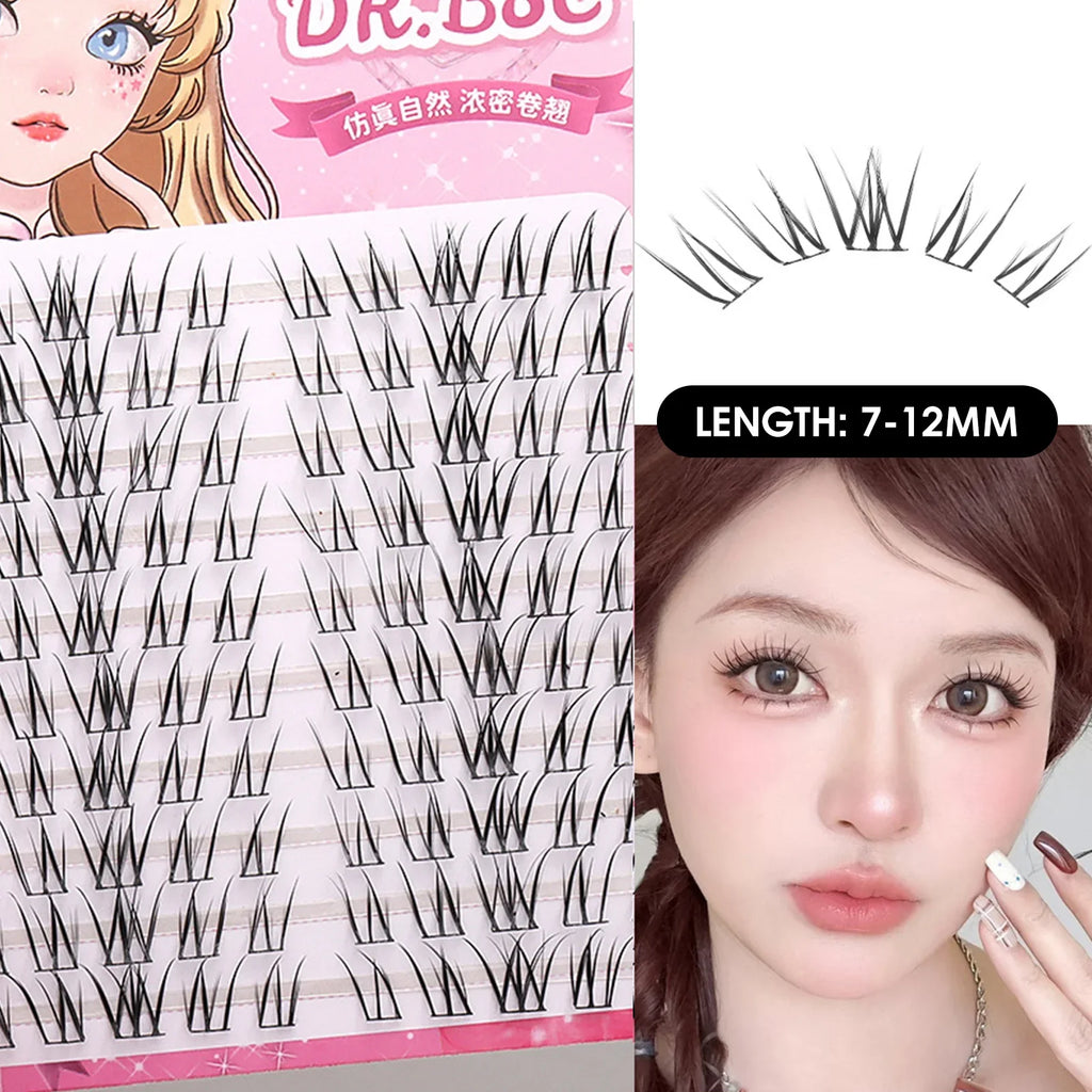 Korean Style Cluster False Lashes 7-12mm C Curl | Fluffy Lash Kit