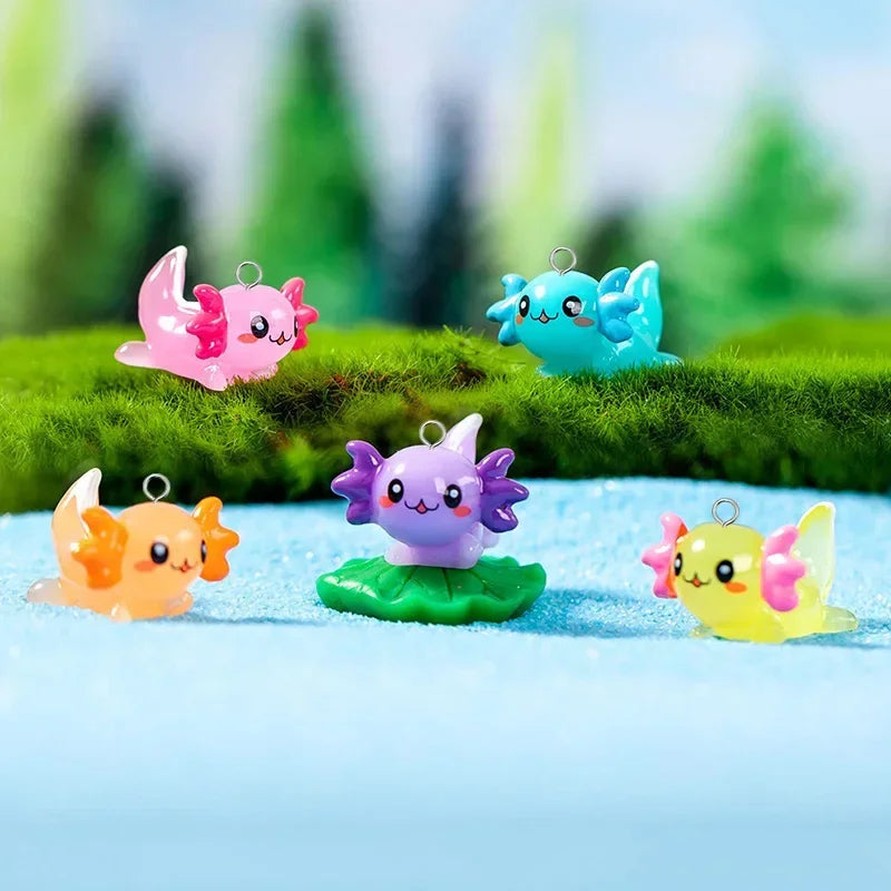 Simulation 3D Axolotl Fish Resin Charms Solid Kawaii Cartoon Earring