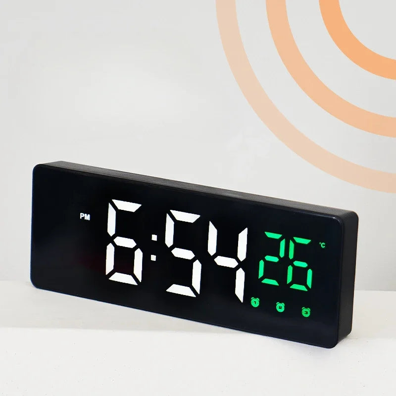 LED Digital Alarm Clock – Voice Control, Snooze & Night Mode